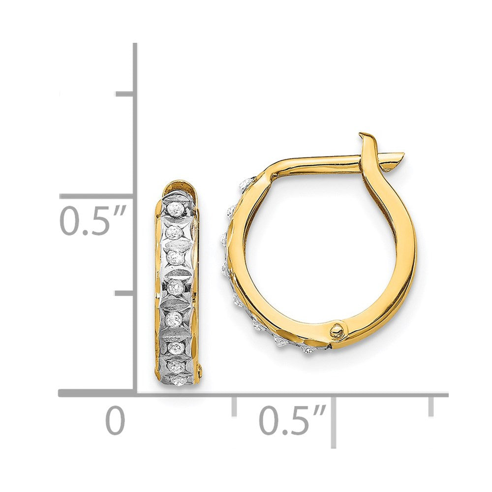 14k Diamond Fascination Diamond Dust/Accent 2x13mm Round Hinged Hoop Earrings