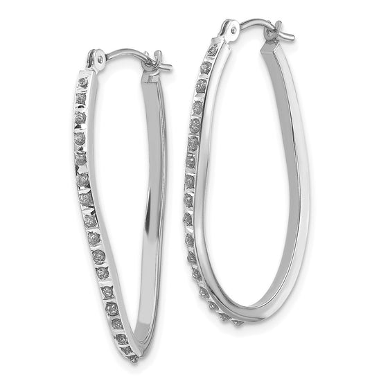 14k White Gold Diamond Fascination Diamond Dust/Accent 1x30mm Oval Twist  Hoop Earrings