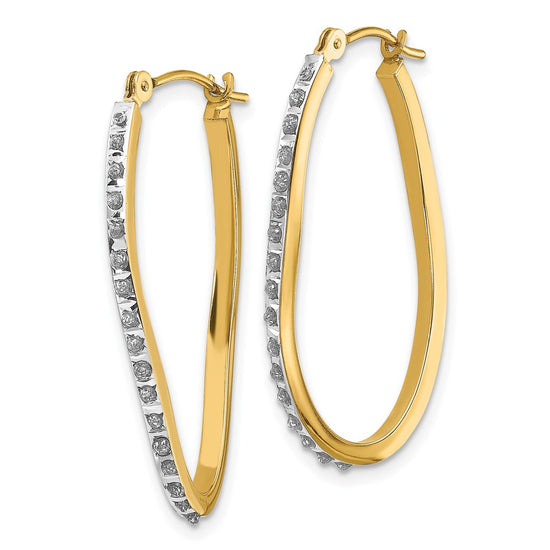 14k Diamond Fascination Diamond Dust/Accent 1x30mm Oval Twist Hoop Earrings