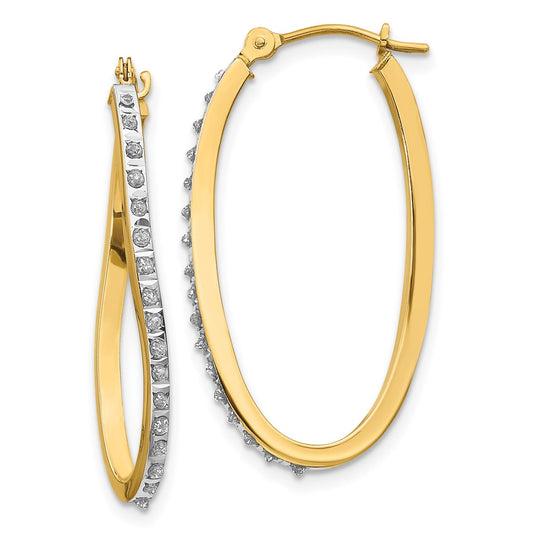 Gold Diamond Fascination Twisted Hoop Earrings
