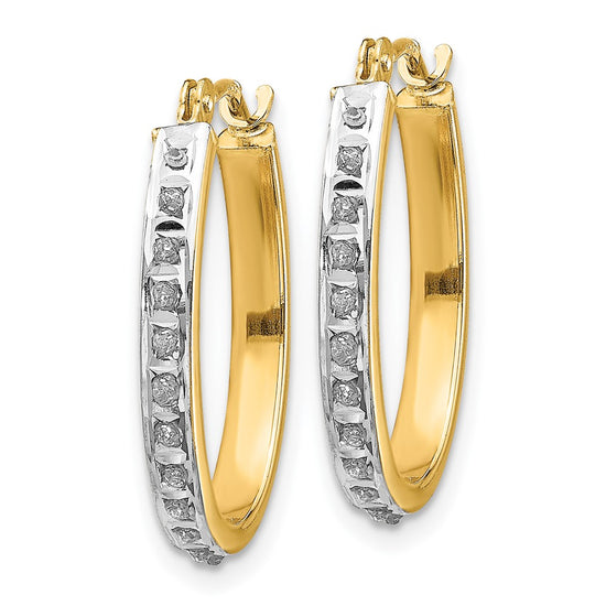 14k Diamond Fascination Diamond Dust/Accent 2x19mm Oval Hoop Earrings