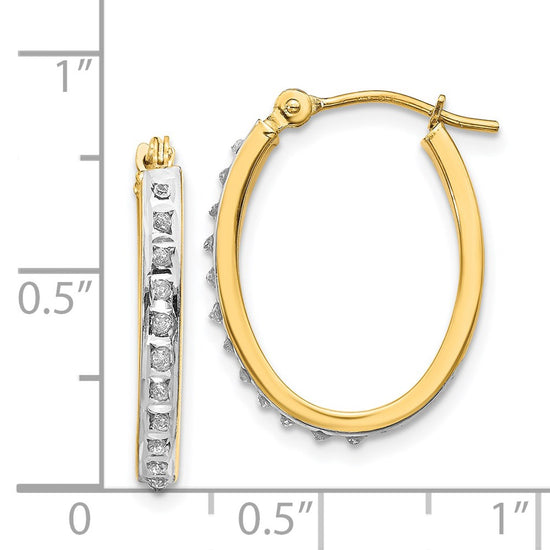 14k Diamond Fascination Diamond Dust/Accent 2x19mm Oval Hoop Earrings
