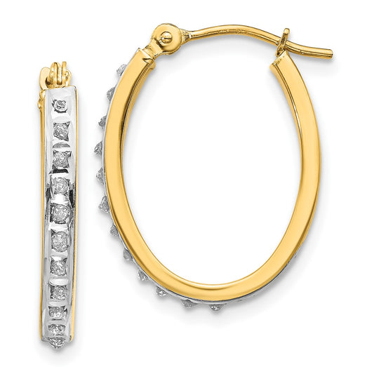 Gold Diamond Fascination Oval Hoop Earrings