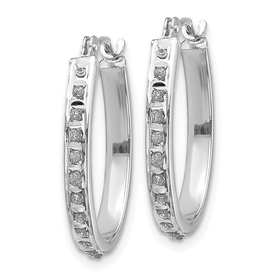 14k White Gold Diamond Fascination Diamond Dust/Accent 2x19mm Oval Hoop Earrings