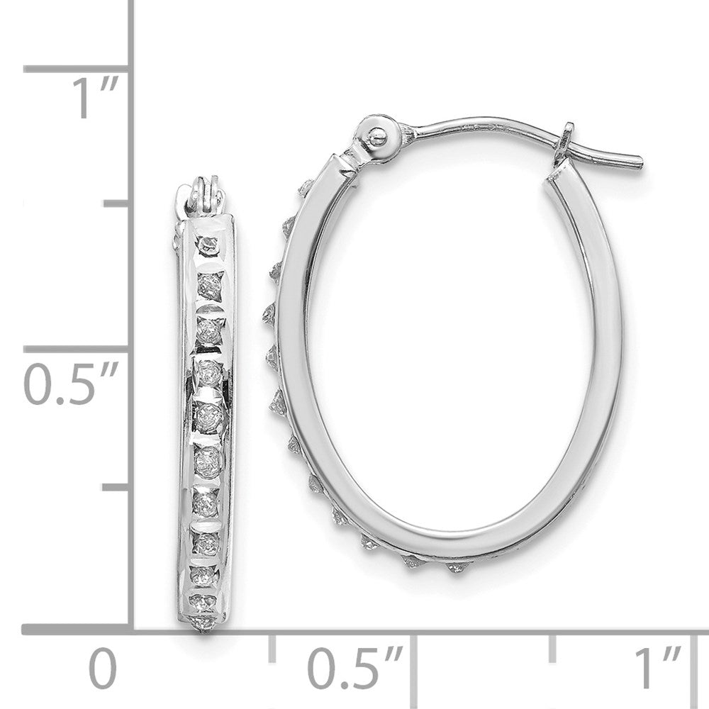 14k White Gold Diamond Fascination Diamond Dust/Accent 2x19mm Oval Hoop Earrings