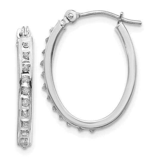 Gold Diamond Fascination Oval Hoop Earrings