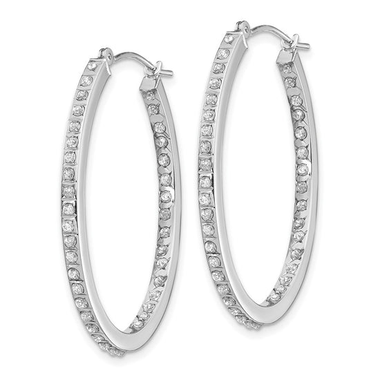 14k White Gold Diamond Fascination Diamond Dust/Accent 2x36mm Oval In/Out Hoop Earrings