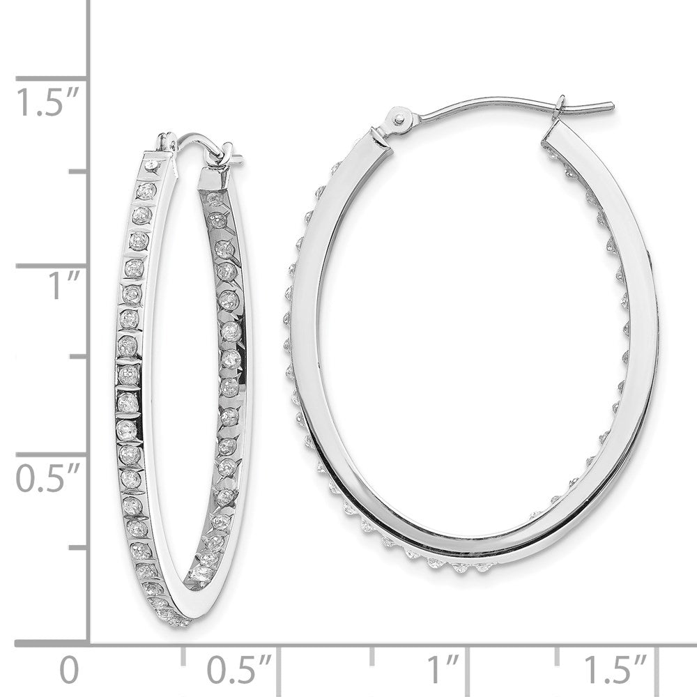 14k White Gold Diamond Fascination Diamond Dust/Accent 2x36mm Oval In/Out Hoop Earrings