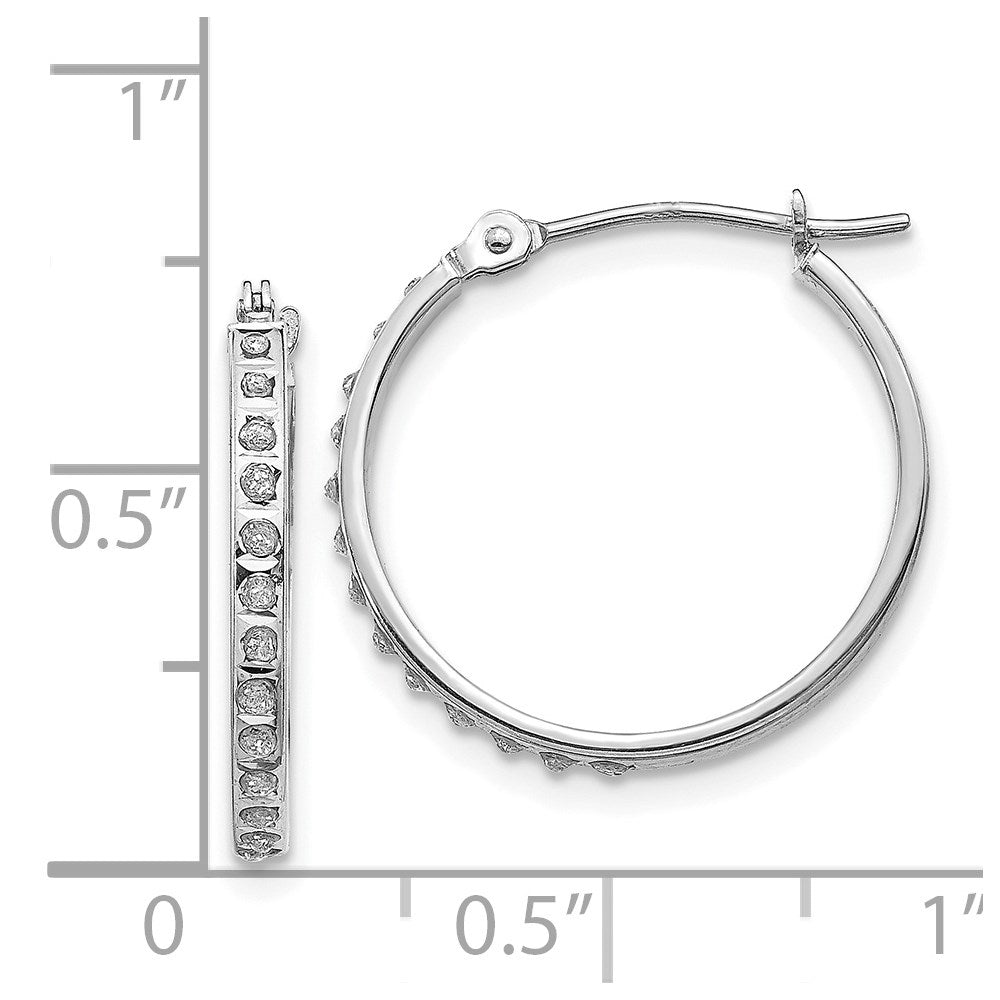 14k White Gold Diamond Fascination Diamond Dust/Accent 2x20mm Round Hoop Earrings