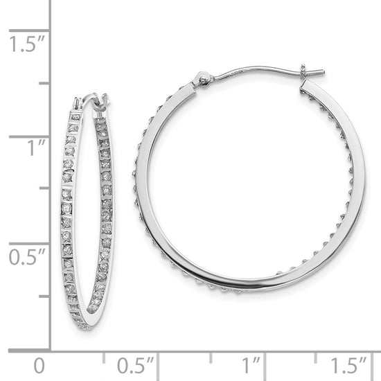 14k White Gold Diamond Fascination Diamond Dust/Accent 2x30mm Round Hoop Earrings