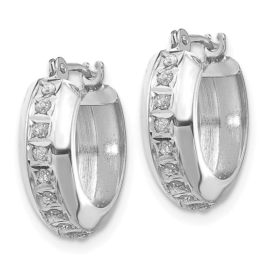 14k White Gold Diamond Fascination Dia. Dust/Accent 5x16mm Round Hoop Earrings