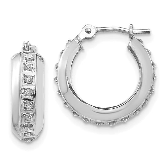 Gold Diamond Fascination Round Huggie Hoop Earrings