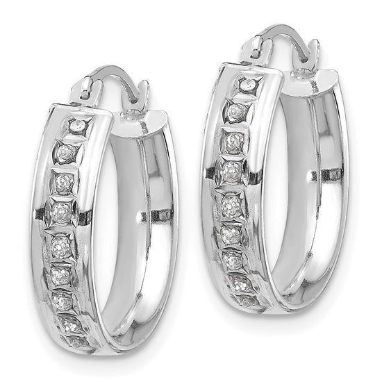 14k White Gold Diamond Fascination Diamond Dust/Accent 5x18mm Round Hoop Earrings