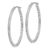 14k White Gold Diamond Fascination Diamond Dust/Accent 2x25mm Round In/Out Hoop Earrings