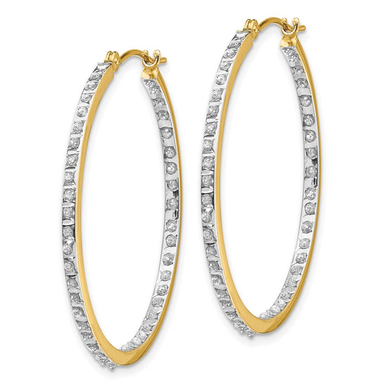 14k Diamond Fascination Diamond Dust/Accent 2x35mm Round In/Out Hoop Earrings