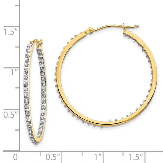 14k Diamond Fascination Diamond Dust/Accent 2x35mm Round In/Out Hoop Earrings
