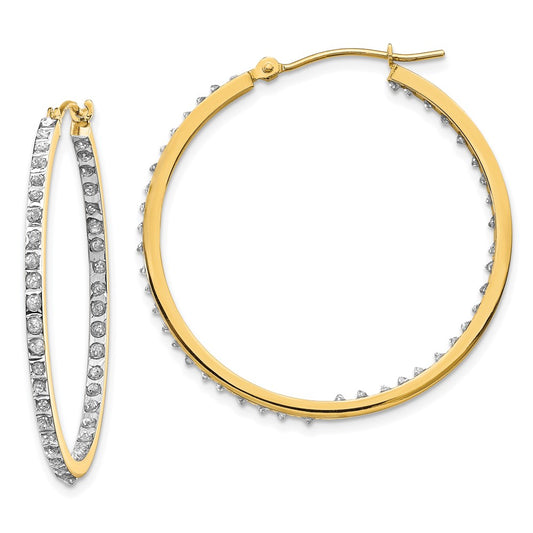Gold Diamond Fascination In and Out Hoop Earrings