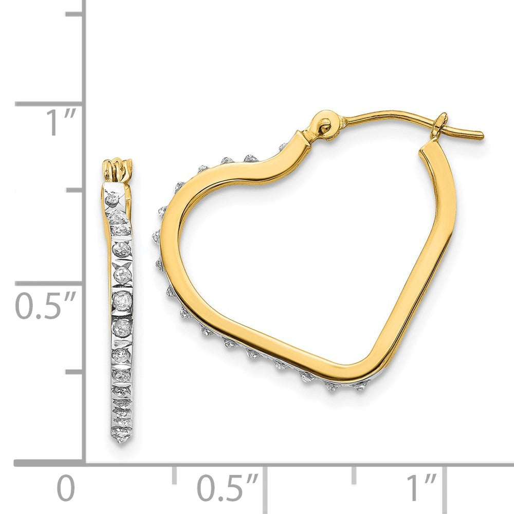 14k Diamond Fascination Diamond Dust/Accent Heart Hoop Earrings