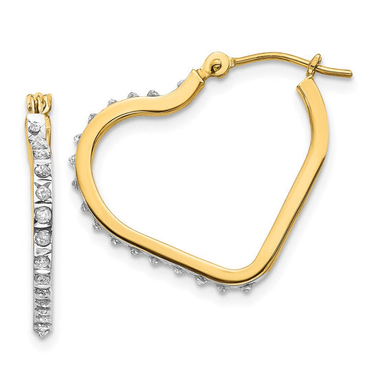 14k Diamond Fascination Diamond Dust/Accent Heart Hoop Earrings