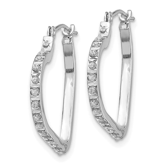 14k White Gold Diamond Fascination Diamond Dust/Accent Heart Hoop Earrings