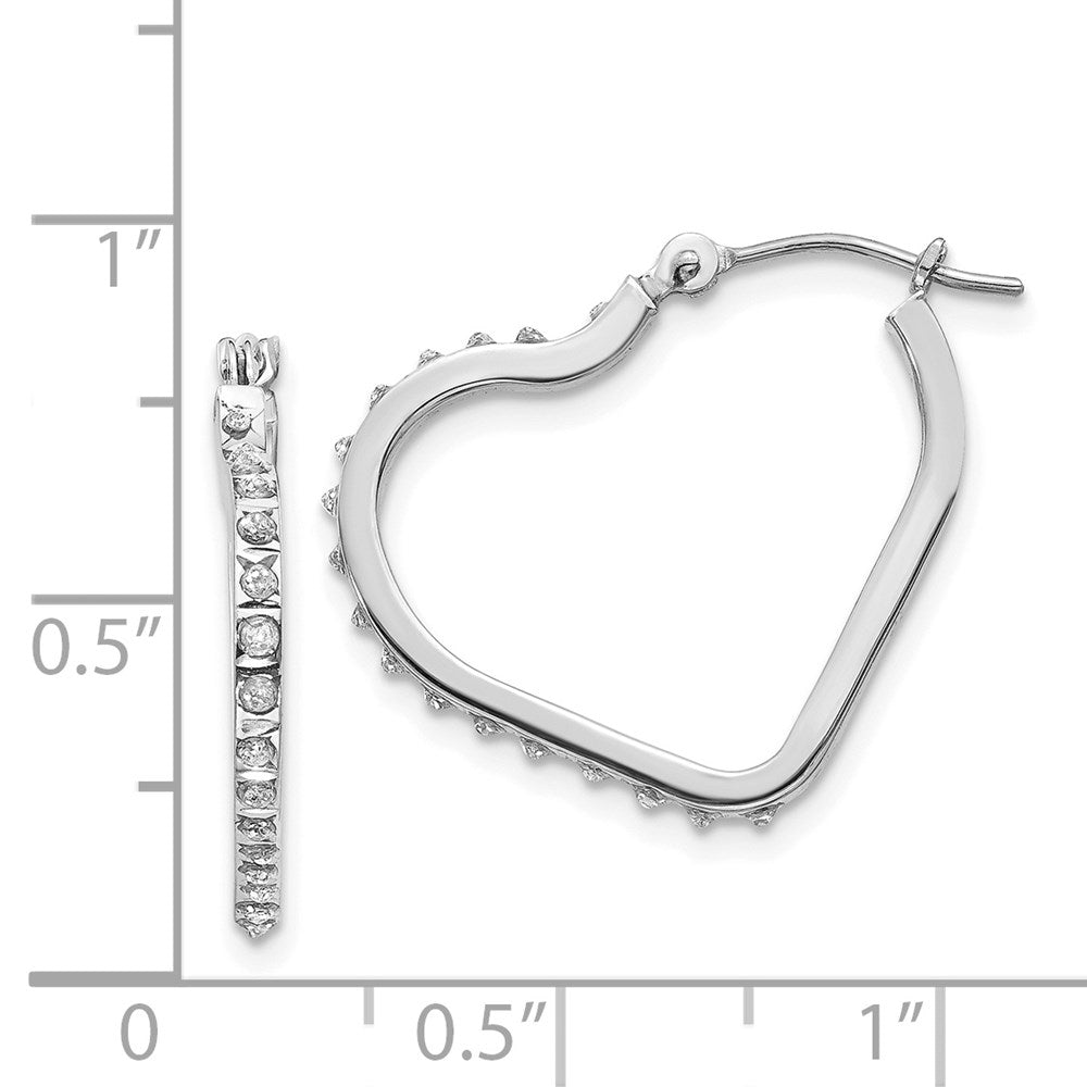 14k White Gold Diamond Fascination Diamond Dust/Accent Heart Hoop Earrings