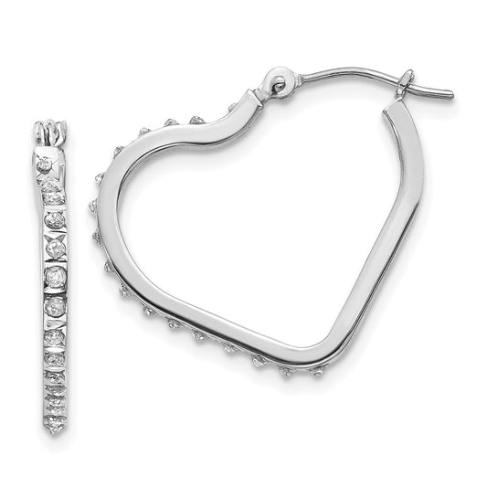 Gold Diamond Fascination Heart Hoop Earrings