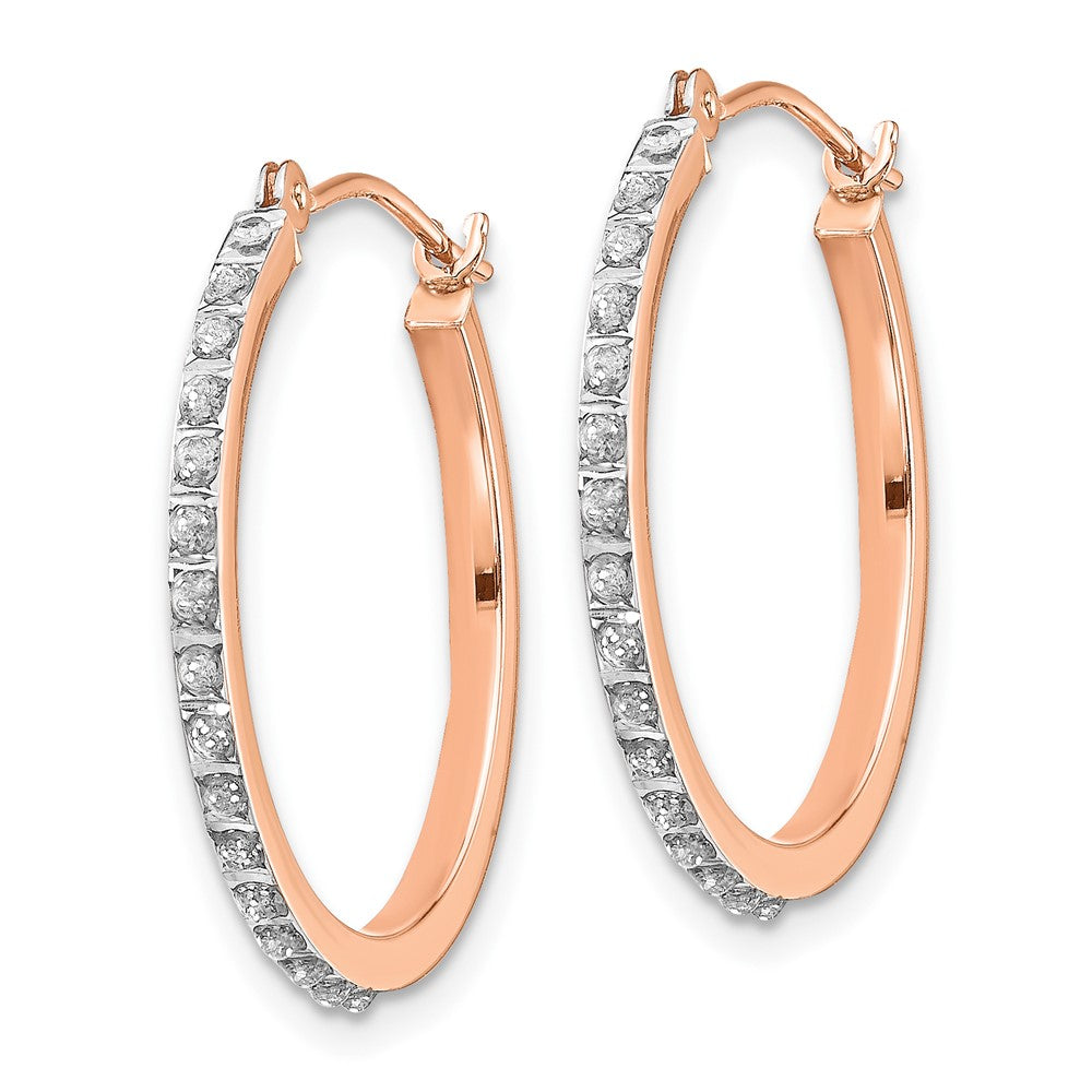 14k Rose Gold Diamond Fascination Diamond Dust/Accent 2x25mm Round Hoop Earrings
