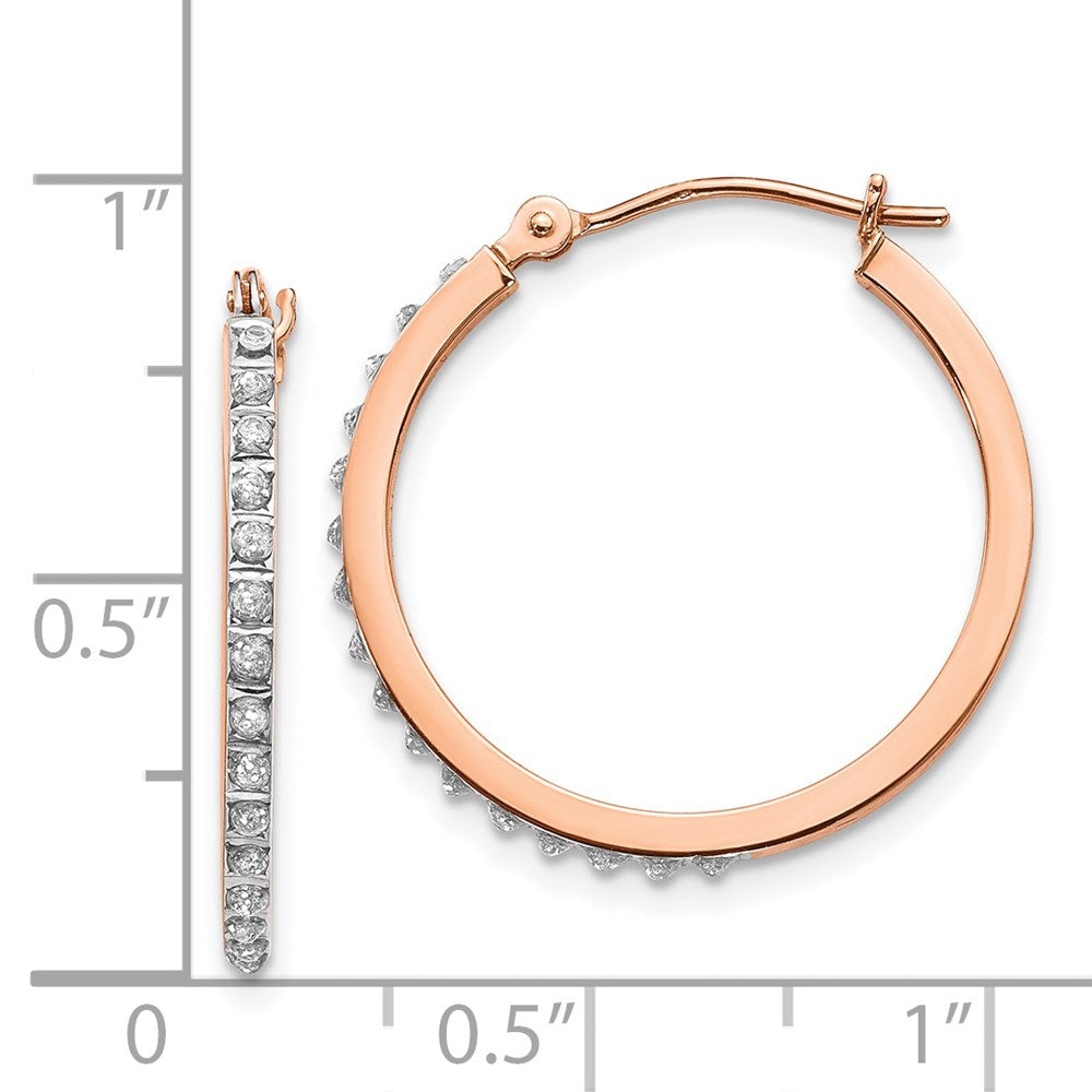 14k Rose Gold Diamond Fascination Diamond Dust/Accent 2x25mm Round Hoop Earrings