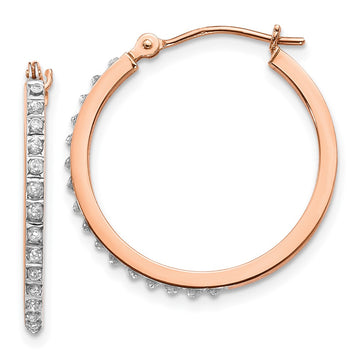 14k Rose Gold Diamond Fascination Diamond Dust/Accent 2x25mm Round Hoop Earrings