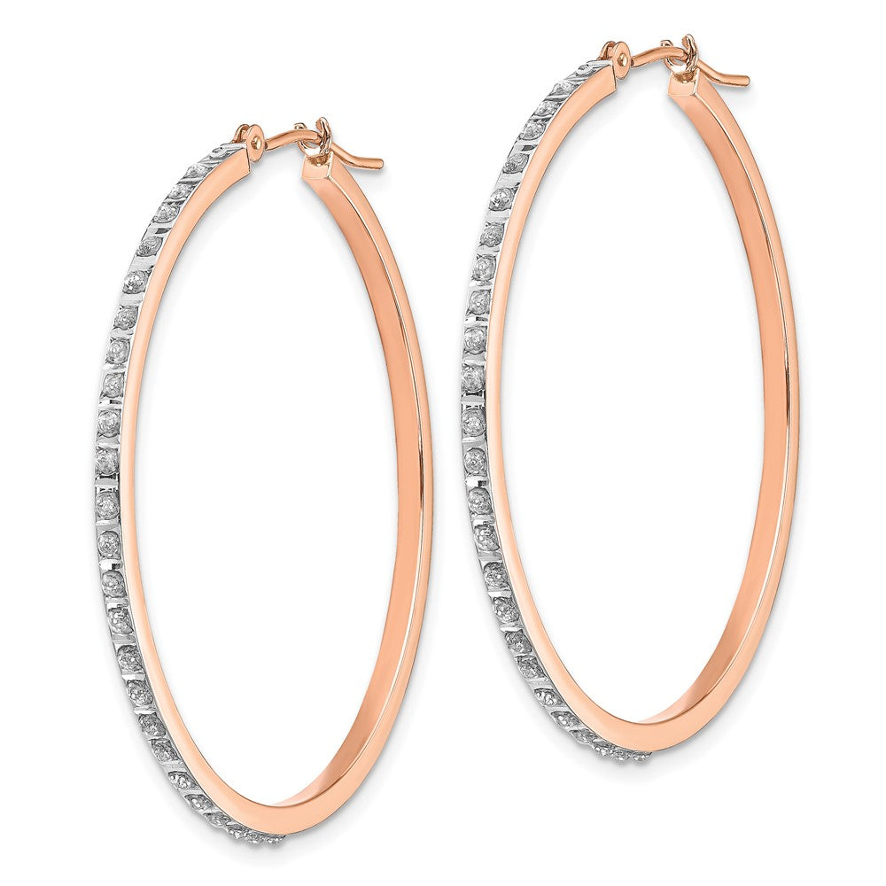 14k Rose Gold Diamond Fascination Diamond Dust/Accent 2x40mm Round Hoop Earrings