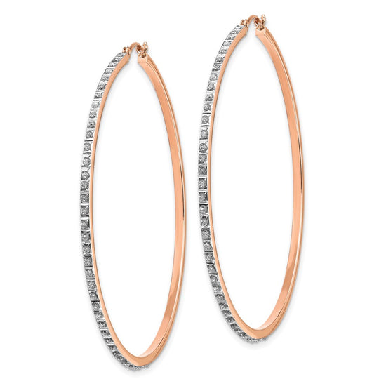 14k Rose Gold Diamond Fascination Diamond Dust/Accent 2x52mm Round Hoop Earrings