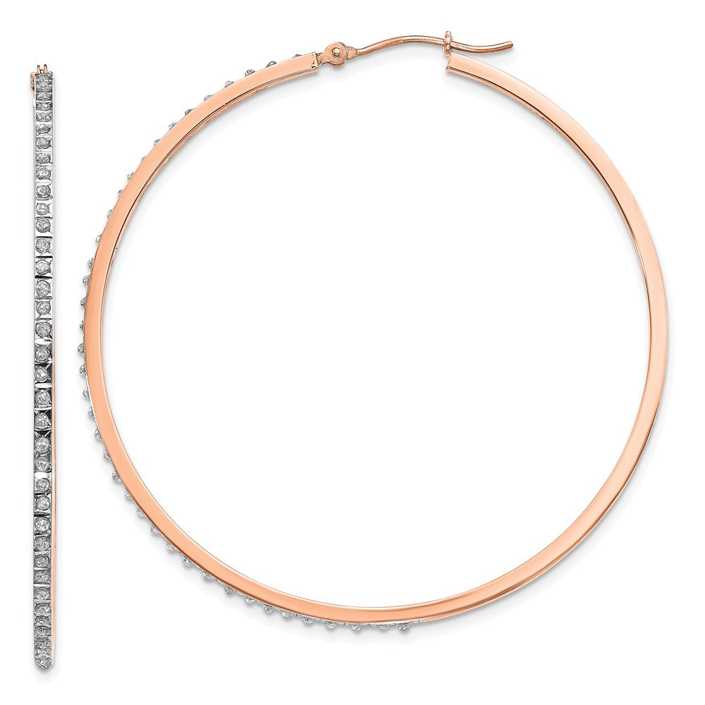 14k Rose Gold Diamond Fascination Diamond Dust/Accent 2x52mm Round Hoop Earrings