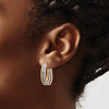 14k Tri-color Diamond Fascination Diamond Dust/Accent Oval 3-Hoop Earrings
