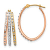 14k Tri-color Diamond Fascination Diamond Dust/Accent Oval 3-Hoop Earrings