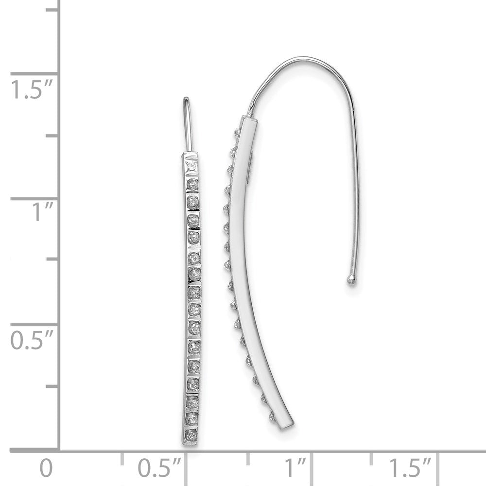 14k White Gold Diamond Fascination Diamond Dust/Accent Curved Bar French Wire Earrings