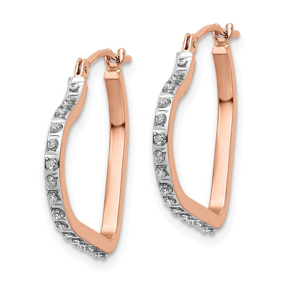14k Rose Gold Diamond Fascination Diamond Dust/Accent Heart Hoop Earrings