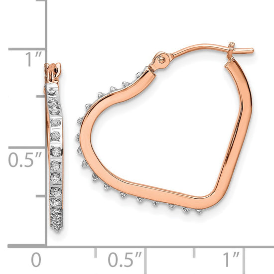 14k Rose Gold Diamond Fascination Diamond Dust/Accent Heart Hoop Earrings