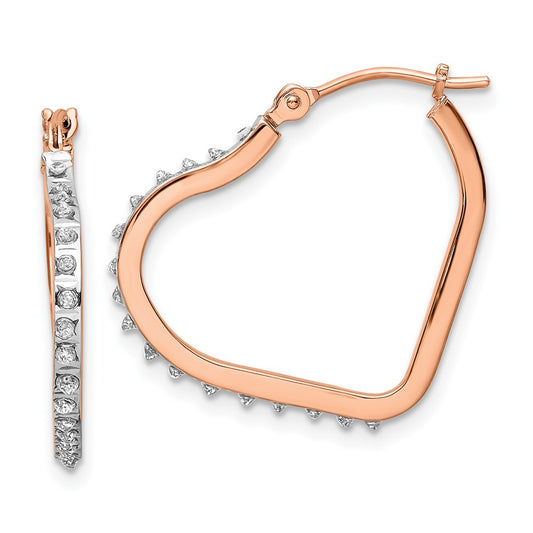 Gold Diamond Fascination Heart Hoop Earrings