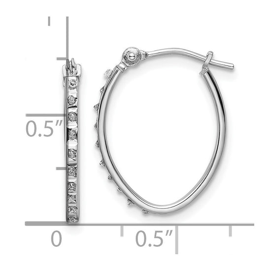 14k White Gold Diamond Fascination Diamond Dust/Accent 1.5x18mm Oval Hoop Earrings