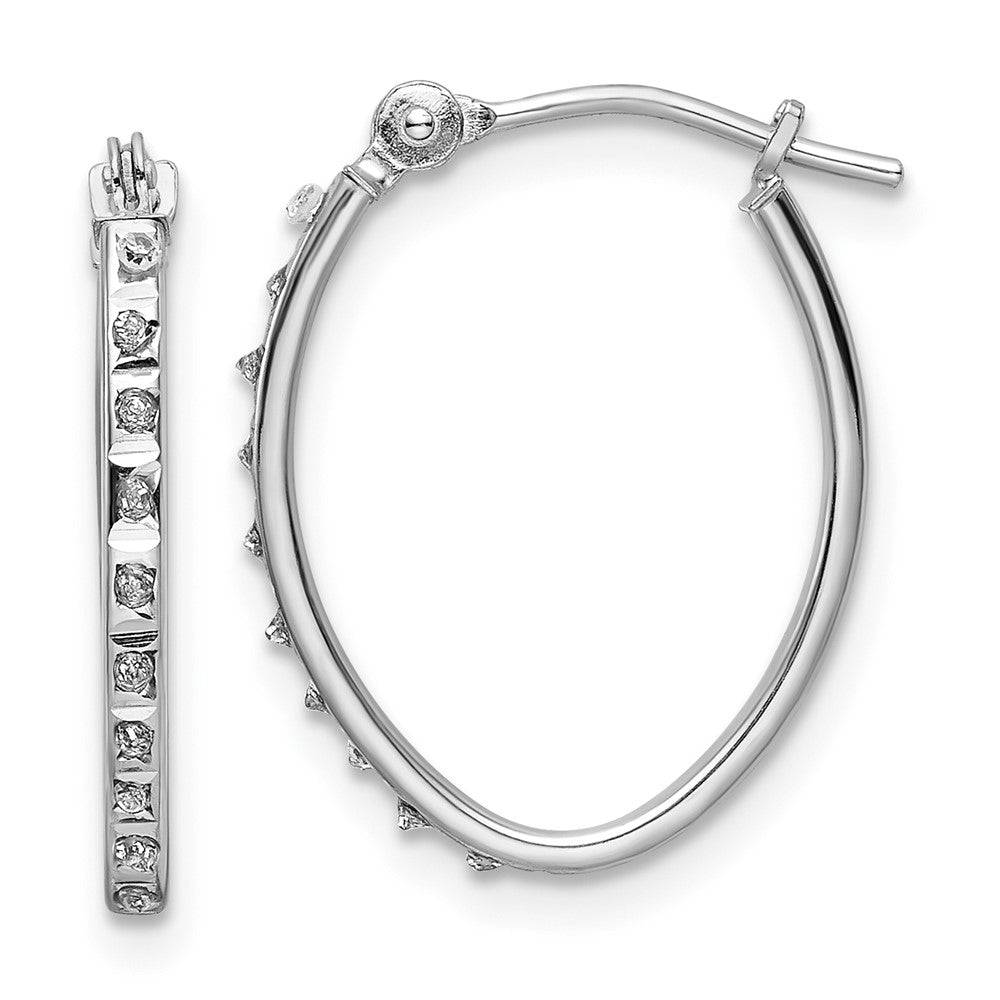 14k White Gold Diamond Fascination Diamond Dust/Accent 1.5x18mm Oval Hoop Earrings