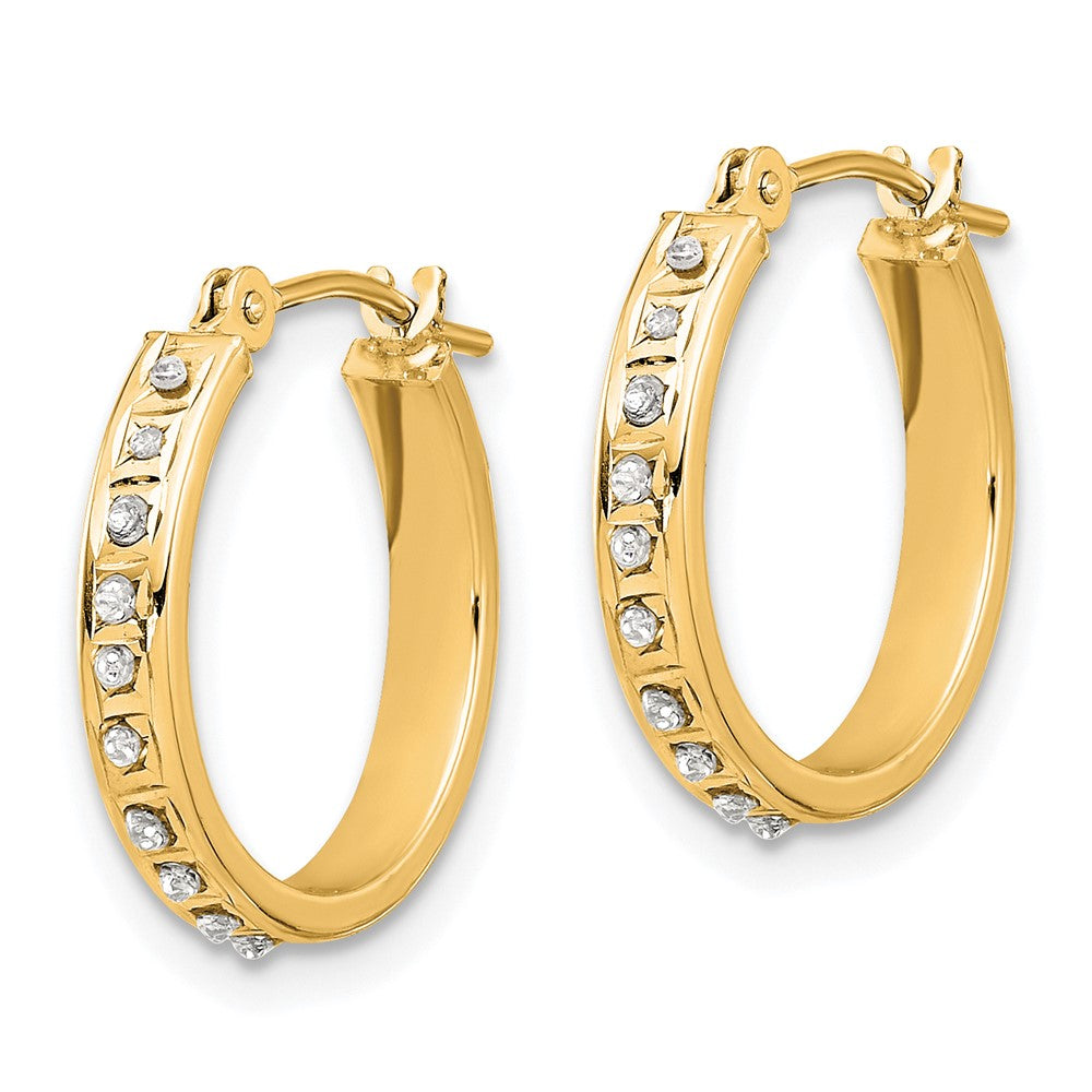 14k Diamond Fascination Diamond Dust/Accent 2.5x16mm Round Hoop Earrings