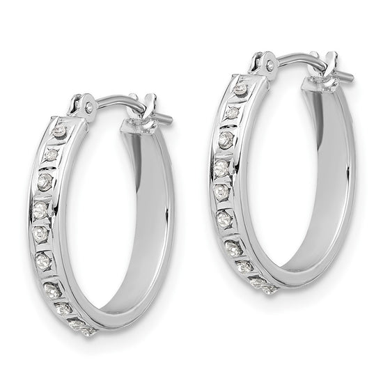 14k White Gold Diamond Fascination Diamond Dust/Accent 2.5x16mm Round Hoop Earrings