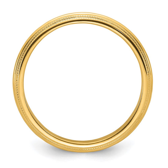 14k Yellow Gold 5mm Double Milgrain Comfort Fit Wedding Band Size 7