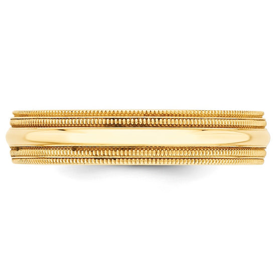 14k Yellow Gold 5mm Double Milgrain Comfort Fit Wedding Band Size 7