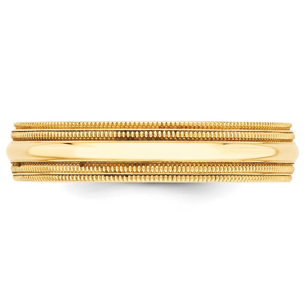 14k Yellow Gold 5mm Double Milgrain Comfort Fit Wedding Band Size 7
