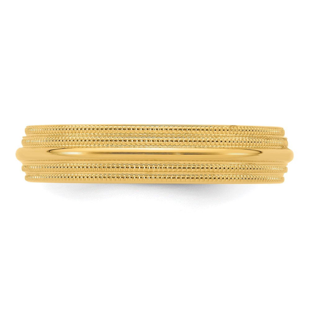 14k Yellow Gold 5mm Double Milgrain Comfort Fit Wedding Band Size 7