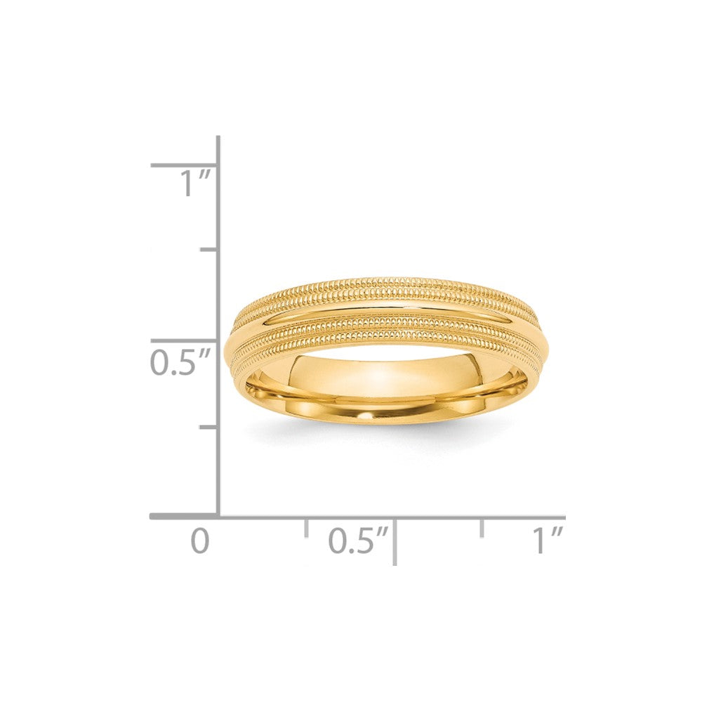 14k Yellow Gold 5mm Double Milgrain Comfort Fit Wedding Band Size 7