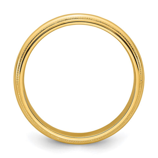 14k Yellow Gold 6mm Double Milgrain Comfort Fit Wedding Band Size 10.5