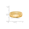 14k Yellow Gold 6mm Double Milgrain Comfort Fit Wedding Band Size 10.5