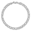 14k White Gold 4mm Solid Double Link with Hearts 7 inch Charm Bracelet